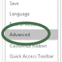 Select Advanced from the tabs pane on the left