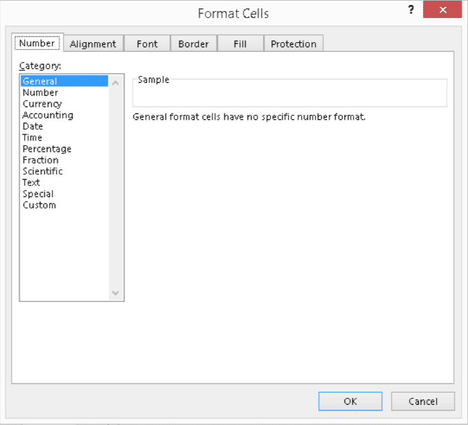 Format cells dialog